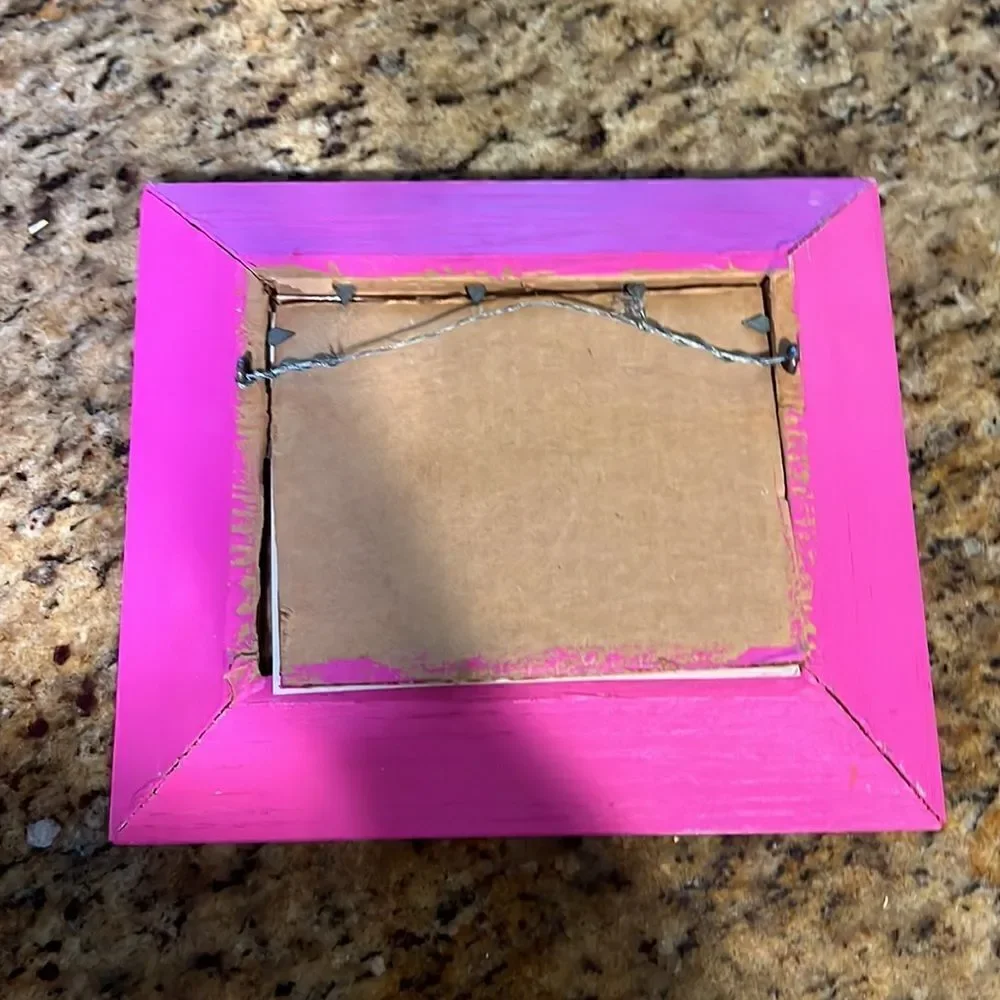 2-  9x8 PINK Frames - Easy Hang Artist Framed Pictures - Cute Prints